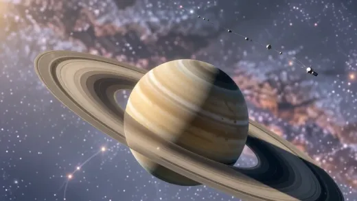 What is the number of satellites orbiting Saturn — astronomy photograph