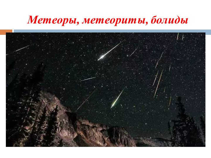 Meteors, meteorites, bolides