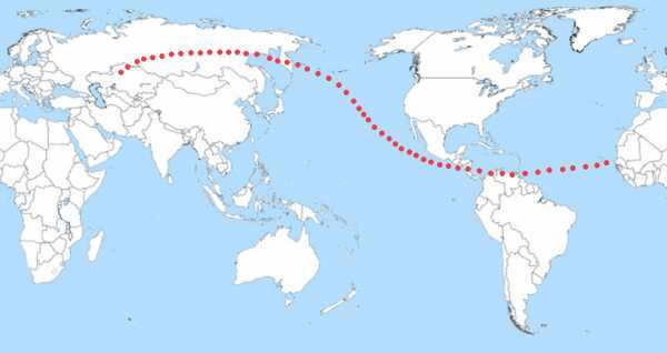 Possible impact points of asteroid Apophis, the closest asteroidal threat to Earth