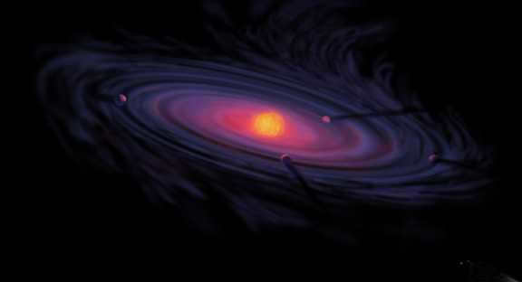 Artistic representation of a protoplanetary disk around a star