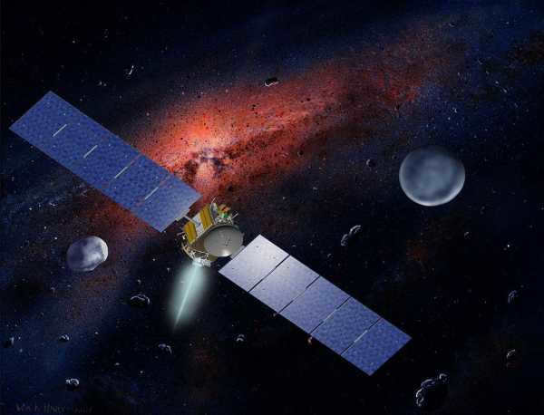 Dawn spacecraft mission to Vesta (left) and Ceres (right)