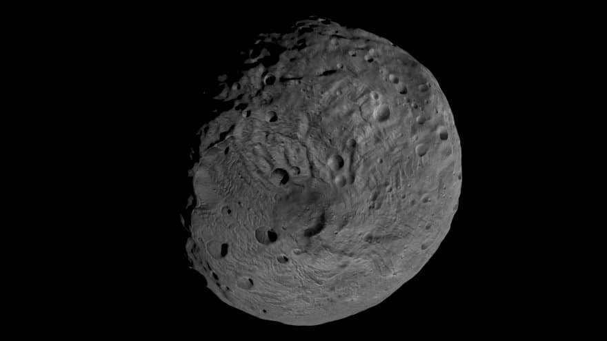An image of Vesta obtained during the close pass of the Dawn spacecraft in 2011.