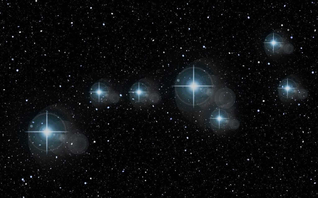 Artificial highlighting of the stars of the Big Dipper