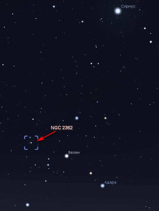 Location of cluster NGC 2362.