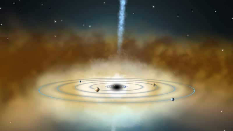 A solar system with a black hole