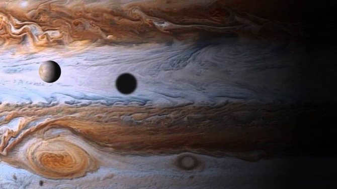 Jupiter and one of its satellites