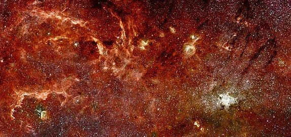 Infrared image of the center of the Milky Way showing a new population of massive stars.