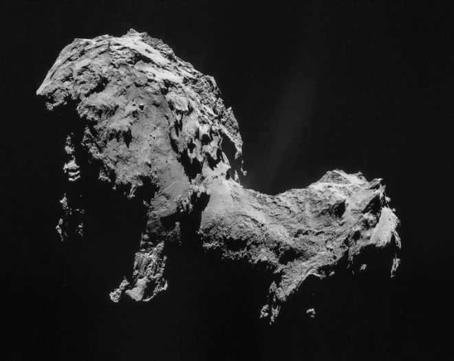 Comet 67PChuryumov Gerasimenko captured by the Rosetta probe.