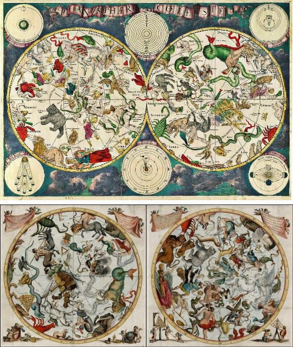 Starry sky atlases of the XVII century