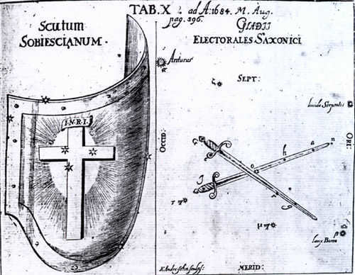 The constellation Shield of Sobieski and Swords of Kurfürst Saxon.
