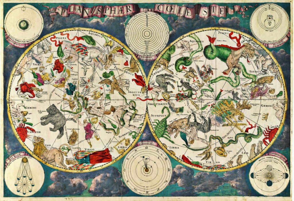 Map of the starry sky of the past centuries