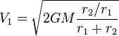 V_1=\sqrt<2GM\frac<r_2/r_1>>