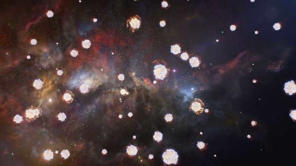 Schematic representation of different chemical elements inside the gas cloud. (Photo by L. Calçada, M. Kornmesser / ESO)