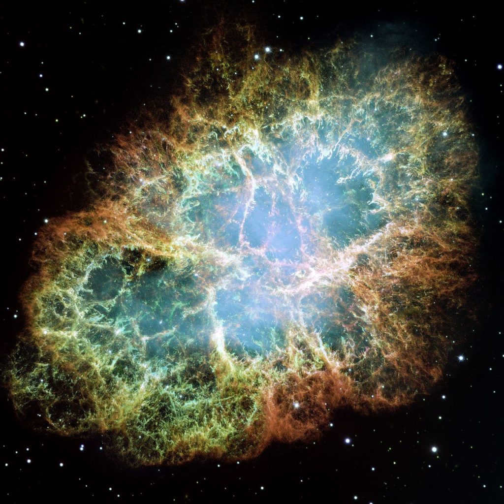 Crab Nebula Author: NASA, ESA, J. Hester and A. Loll (Arizona State University [CC BY BY]. Loll (Arizona State University) [Public domain]
