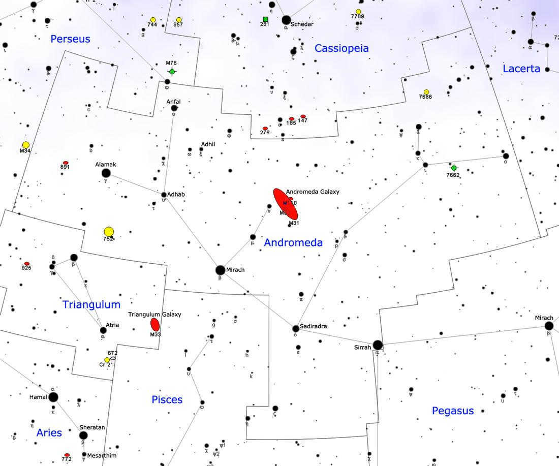 Map of the constellation Andromeda.