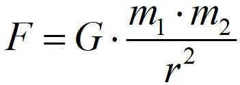the formula for the law of universal gravitation.