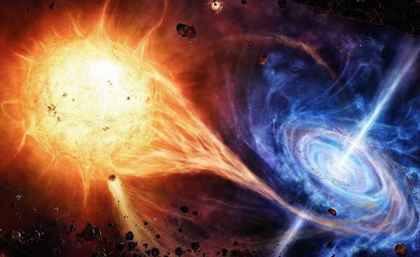 A quasar engulfs a star
