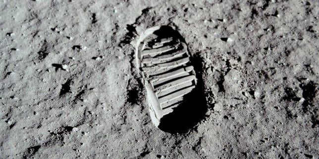 An image of the historic boot print left by the Apollo 11 astronauts.