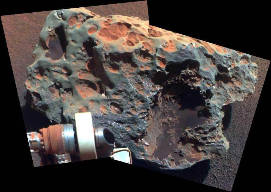 This image of a meteorite was taken by the Opportunity rover on Mars in September 2010