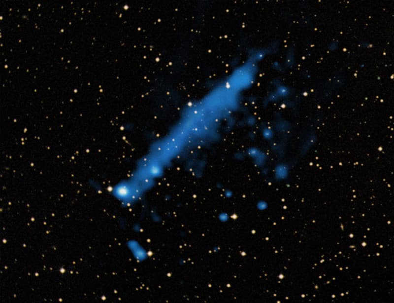Chandra telescope X-ray image of pulsar PSR J0357+3205, notable for its tail, which is 4 light-years across (https://www.nasa.gov/multimedia/imagegallery/image_feature_2038.html).