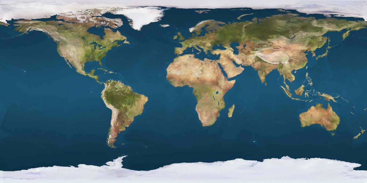 Map of the surface of planet Earth