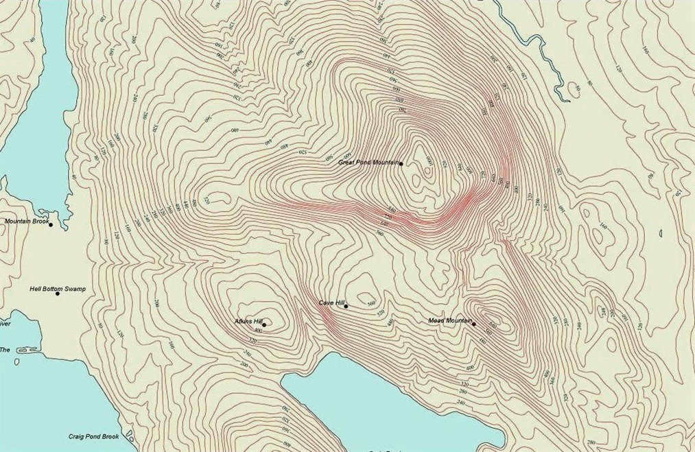 An example of a map using an isohypsis