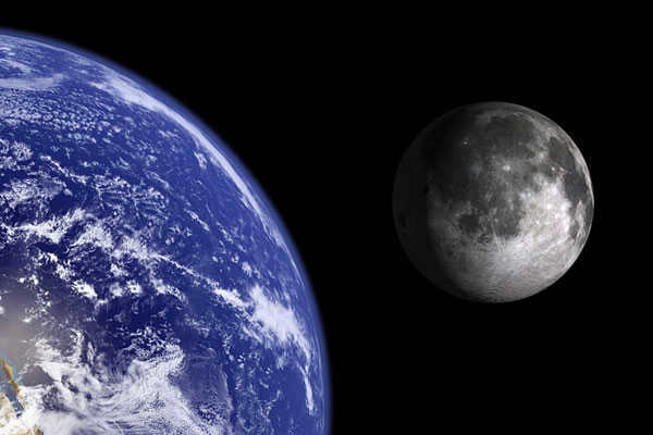 Moon and Earth