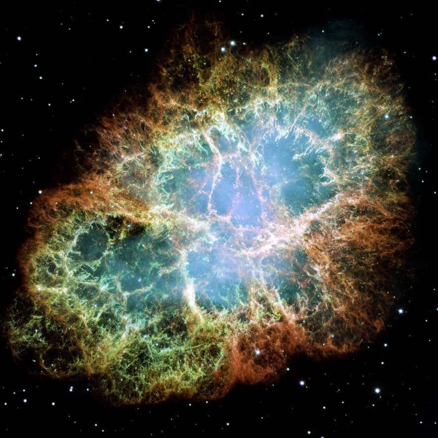 The Hubble Space Telescope has managed to get the deepest possible look at an amazing formation. The Crab Nebula is of interest to astronomers who have spent a lot of time studying it. This is the largest image (highest resolution) created by Hubble's WFPC2 camera. Twenty-four separate frames were used for the combined image. 