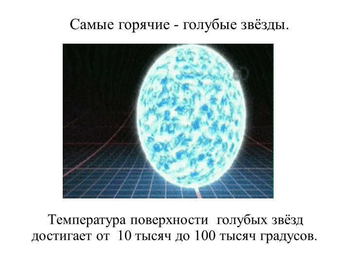 The hottest are blue stars. The surface temperature of blue stars. 