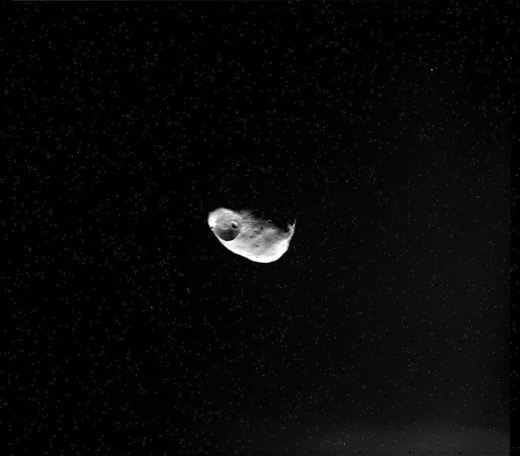 Phobos, a satellite of Mars, photo by Viking Orbiter 1.