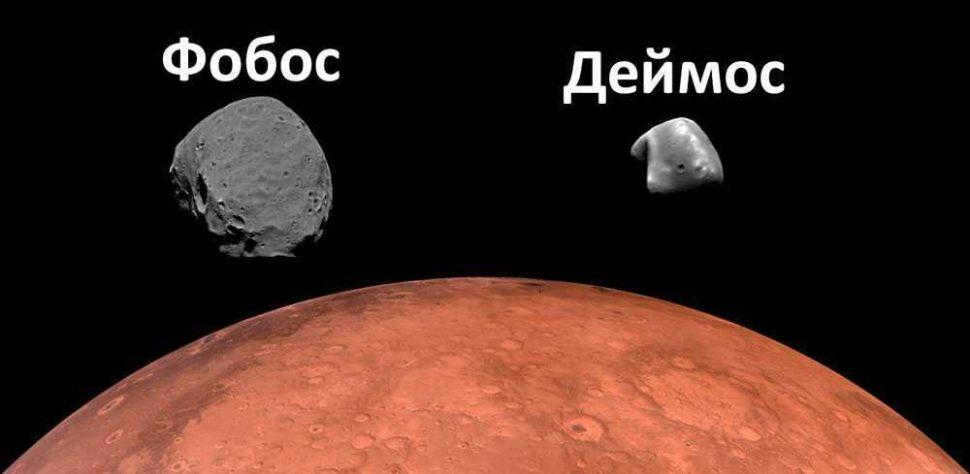 Phobos, Deimos, satellites, satellites, Mars, planet, space, illustration