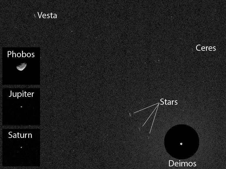 Ceres, Vesta and Deimos