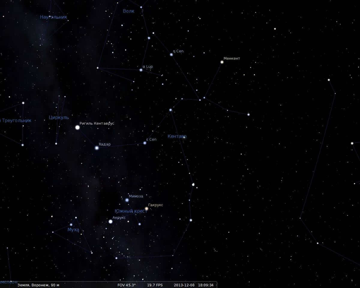 Centaurus - screenshot from the planetarium program