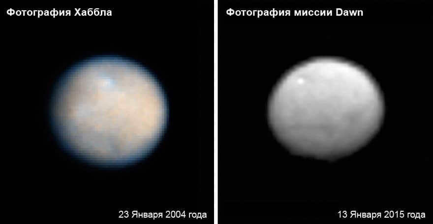 Comparison of Ceres images 11 years apart