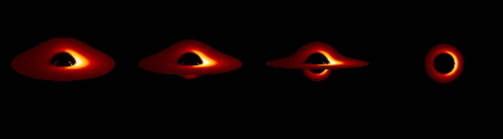 Modeling from 1989 - black hole accretion disk from different angles