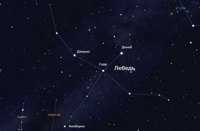 Stars of the constellation Swan