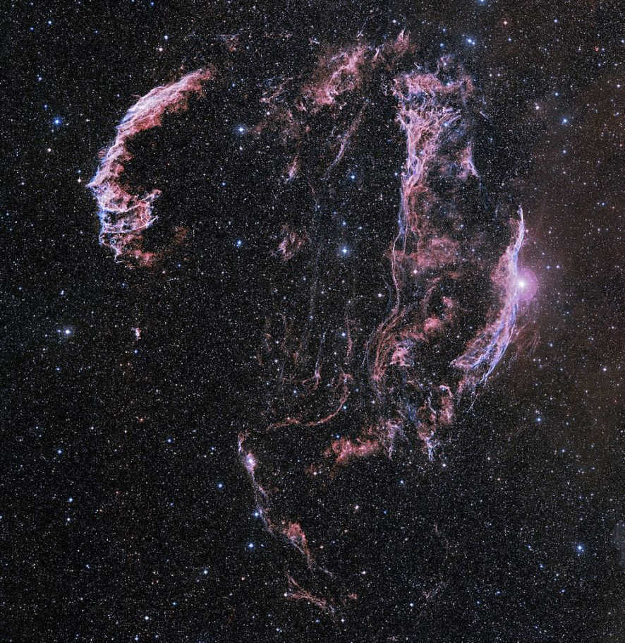 The Veil Nebula is a composite image from several color photographs.