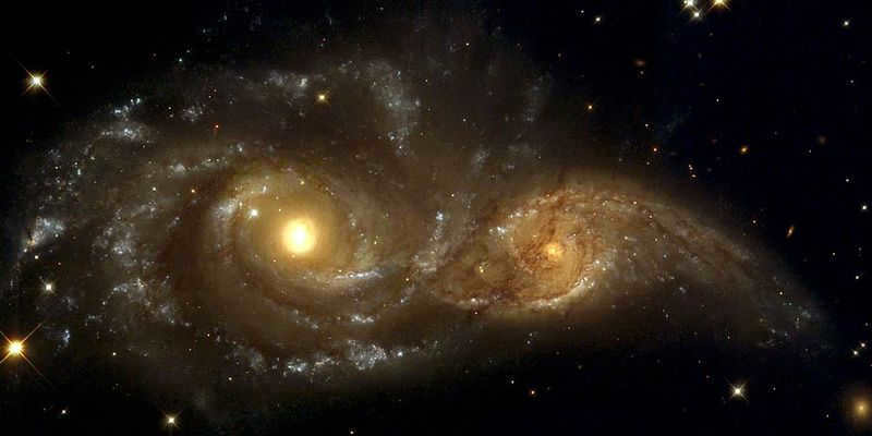 The collision of two spiral galaxies