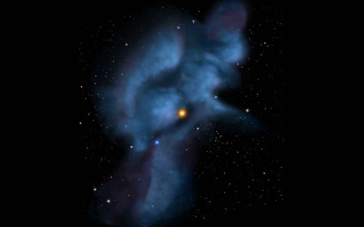 Our solar journey through space takes us through a cluster of very low density interstellar clouds. Right now, the Sun is inside a cloud (the Local Cloud) that is so rarefied that the interstellar gas detected by IBEX is as rare as a handful of air stretched over a column hundreds of light-years long. These clouds are identified by their motions, indicated by the blue arrows in this figure.