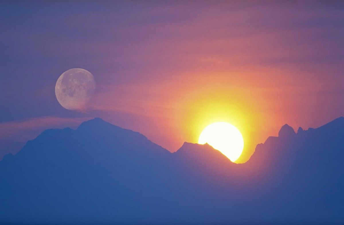 Moon and sun at the same time