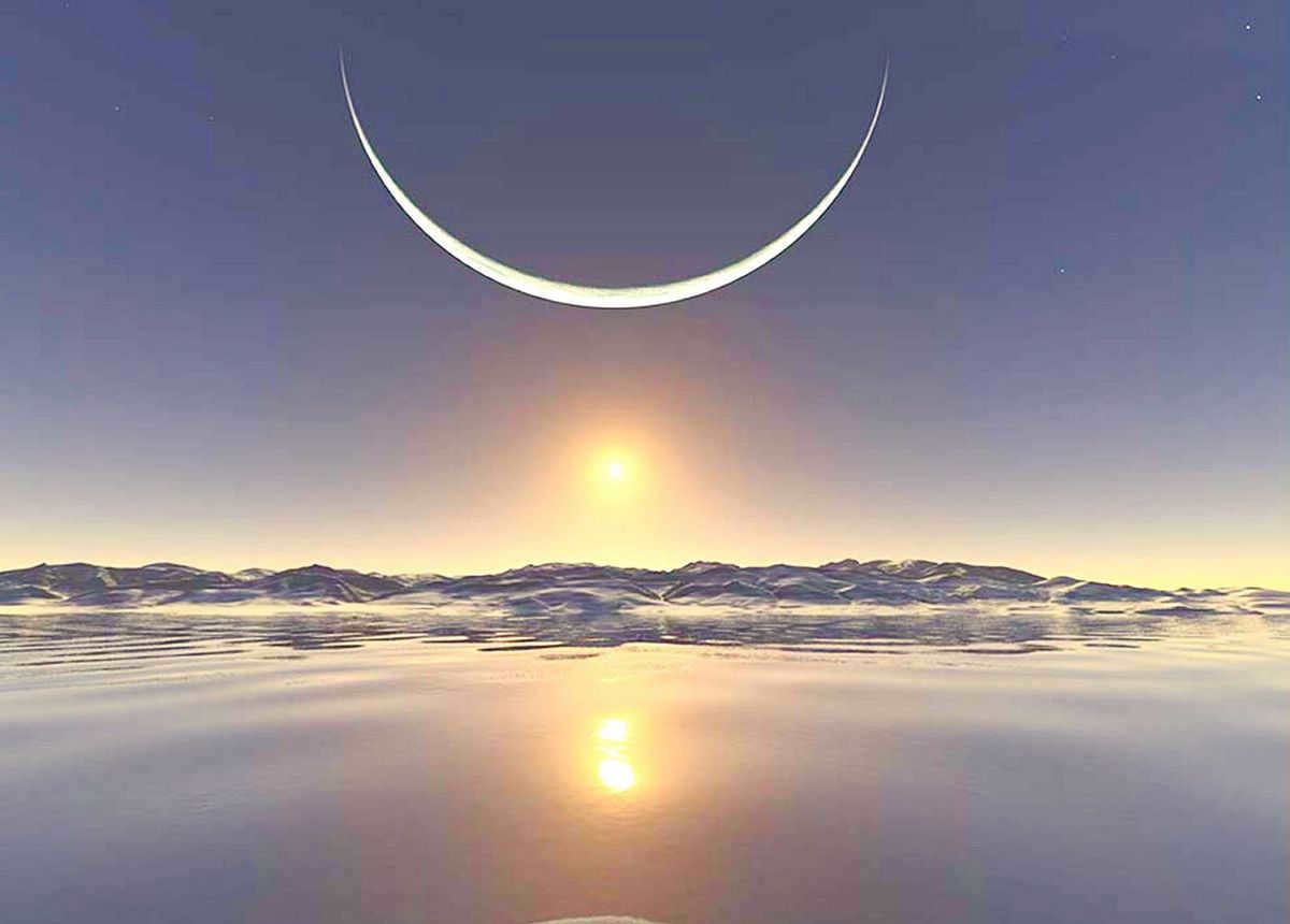 Moon and sun simultaneously in the north