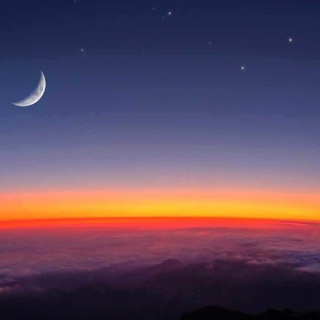 Moon stars clouds
