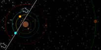 A model of the solar system. The sun has set. Venus is visible in the west.