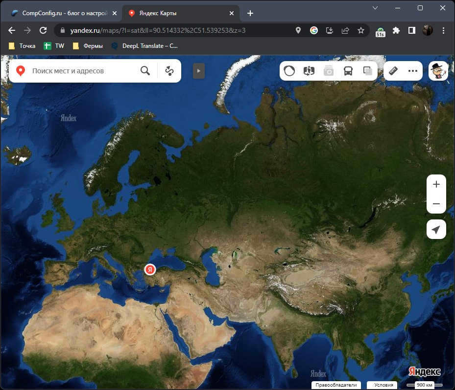 Display satellite without labels in Yandex.Maps