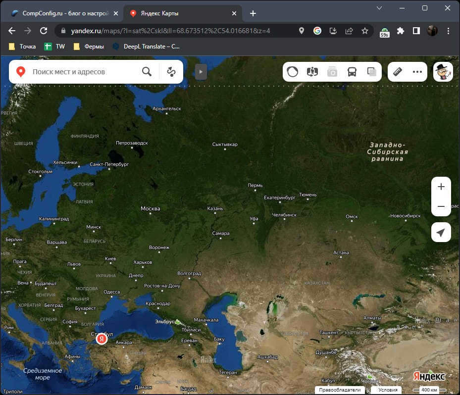 Display satellite with names in Yandex.Maps