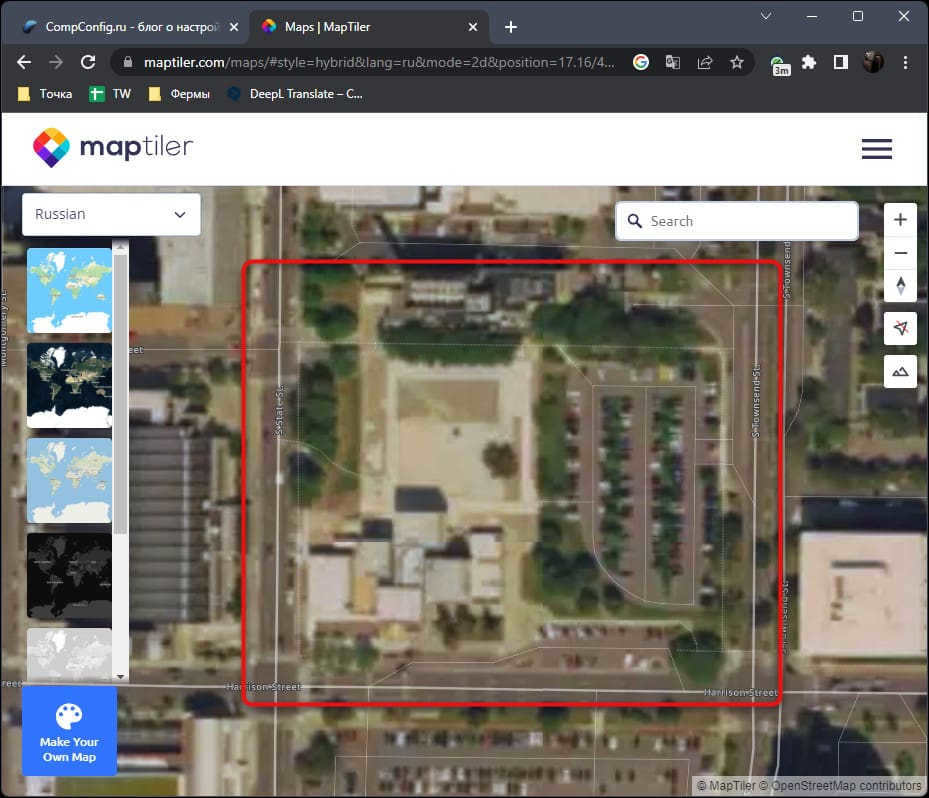 Viewing details in MapTiler