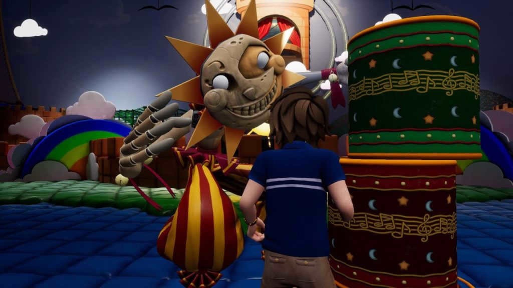 Educator Sun and Moon from FNaF 9 Security Breach with Gregory in game gameplay
