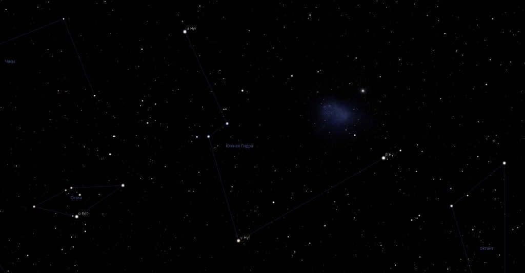 Constellation South Hydra, view in Stellarium planetarium program