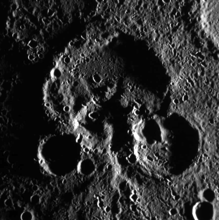 This is the surface of Mercury, taken from an altitude of 450 kilometers.