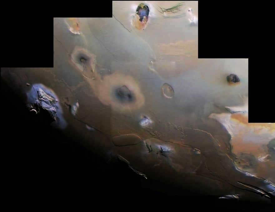 Io's south polar region in the Voyager 1 mosaic
